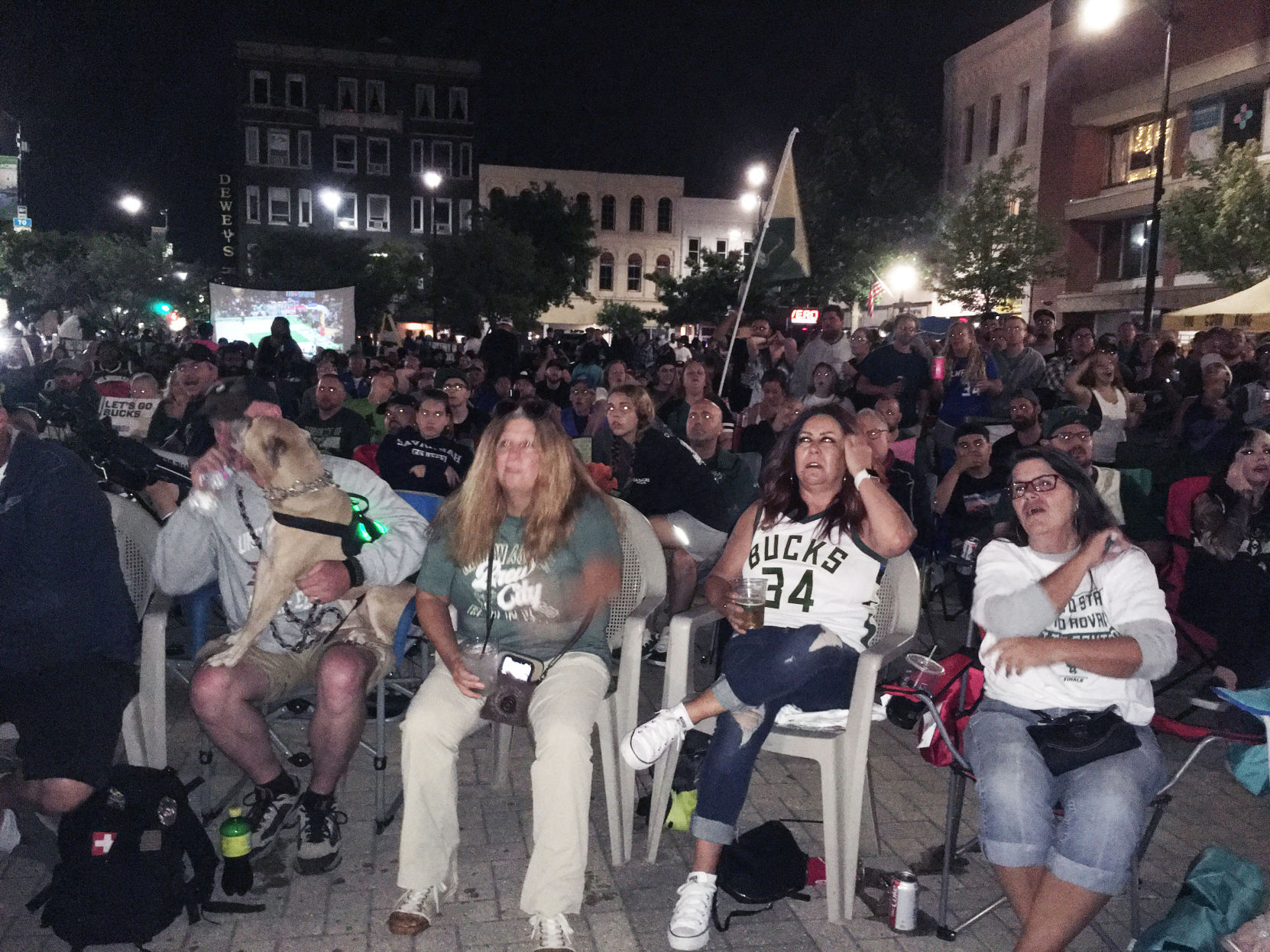 Fans watch game anxiously during back and forth battle at Bucks championship watch party